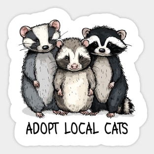 Adopt Local Cats Funny Animals Sticker